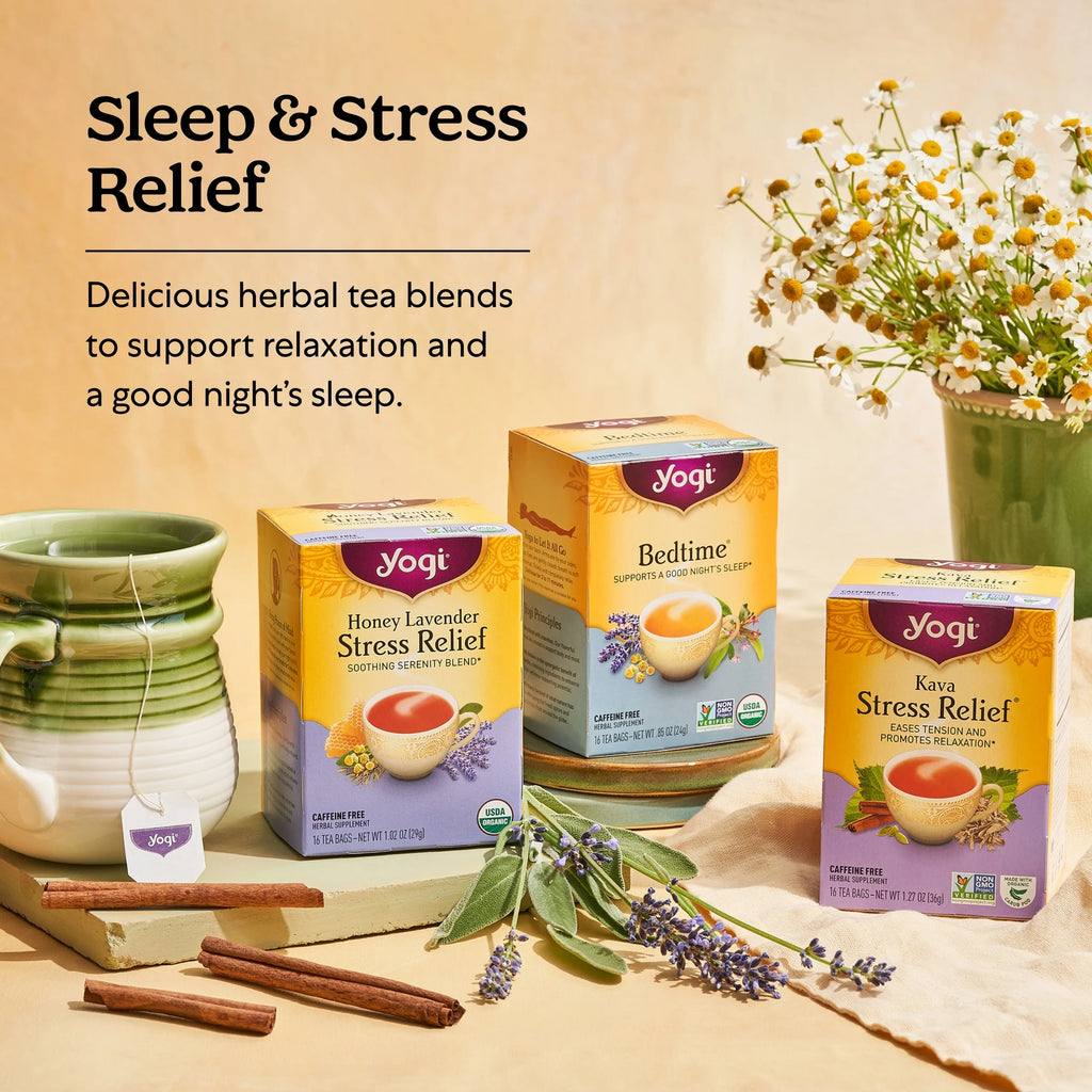 Tea Kava Stress Relief, Caffeine-Free Herbal Tea Bags, 16 Count
