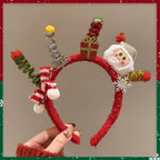 Christmas Decoration Christmas Headband Santa Elk Hair Hoop Antlers Headband Party Dress up Reindeer Bow Red Hair Band