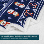 Christmas Blanket Holiday Theme Print Warm Sherpa Fleece Throw Sofa Couch Bed