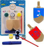 Craft-A-Dreidel, Create Your Own Custom, Kit Includes 2 Wooden Dreidels, 3 Colors, 1 Brush, 1 Glitter, Fun and Educational (2 Dreidels)