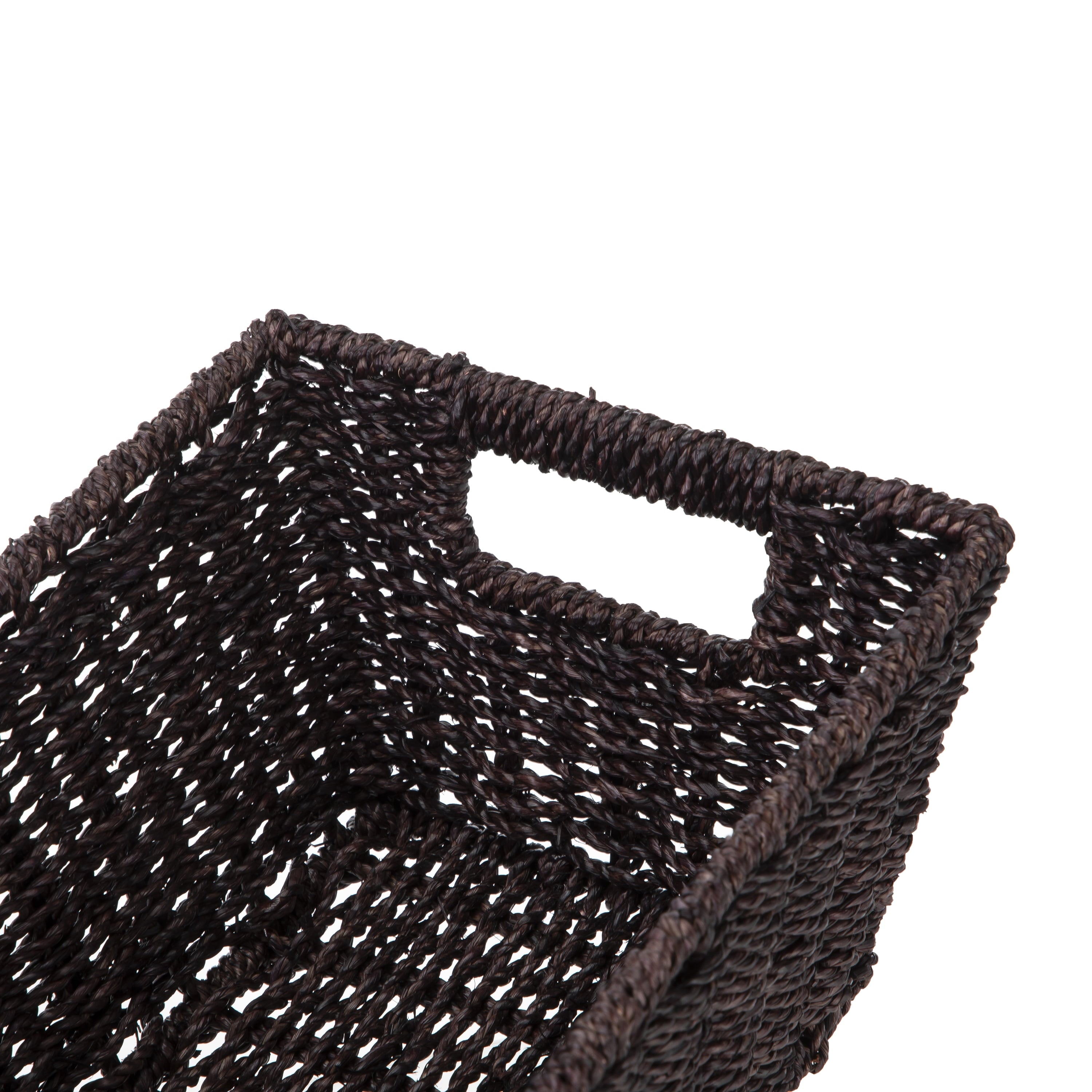 (6 Pack)  Espresso Handwoven Seagrass Basket, Rectangle