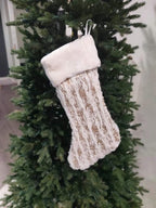 Holiday Brushed Foil Print Faux Fur Christmas Stocking 8 X 19 Inch - Gold Metallic Design Hanging Stocking for Home, Holiday Tree Decor, Indoor and Special Occasion