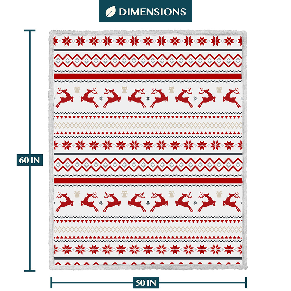 Christmas Blanket Holiday Theme Print Warm Sherpa Fleece Throw Sofa Couch Bed
