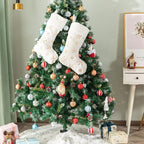 2PCS Plush Christmas Stockings White Faux Fur Large 56Cm Deluxe Hanging Xmas Stockings with Gold Sequin Snowflake for Christmas Fireplace Decorations Socks (White-G, 22Inches)