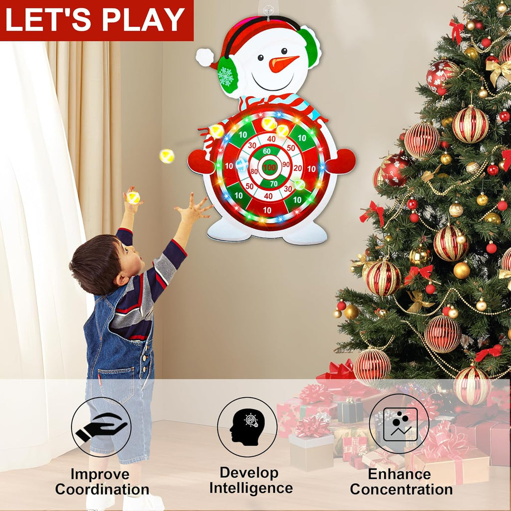 Christmas Games for Families, Light up Dart Board for Kids Adults with 12 Sticky Balls Christmas Party Games Outdoor Indoor Yard Holiday Carnival Games Toys Christmas Party Favors Gifts for Boys Girls