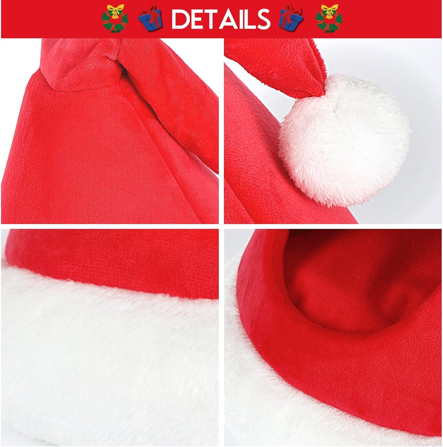 Cat Bed Christmas Hat Cat Tent House Self-Warming 2 in 1 Removable Comfortable Triangle Pet Teepee Xmas Dog Cave in Winter (Red)