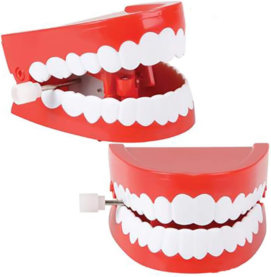 Wind up Teeth Chomping & Chattering Teeth Toys for Kids Birthday Party Favors, Novelty and Gag Gifts, 2.5" Inches (2-Pack)
