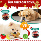 Christmas Dog Toys, Puppy Chew Toy for Teething and Training with Gift Bag, Tough Xmas Gift Plush Squeaky Toy for Small Dogs