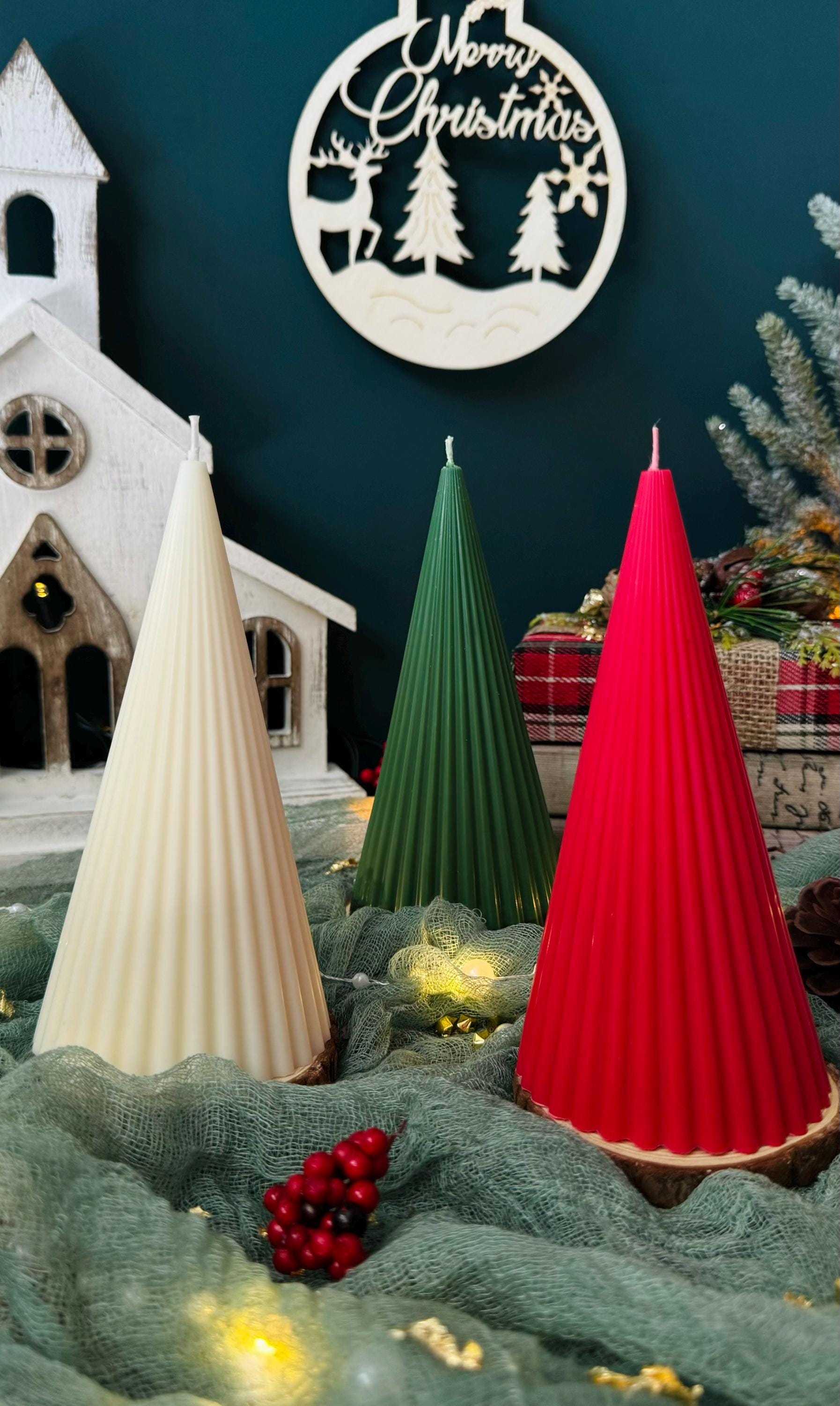 Christmas Tree Candle in Variety of Shapes: Holiday Scented Soy Candle / Xmas Decor