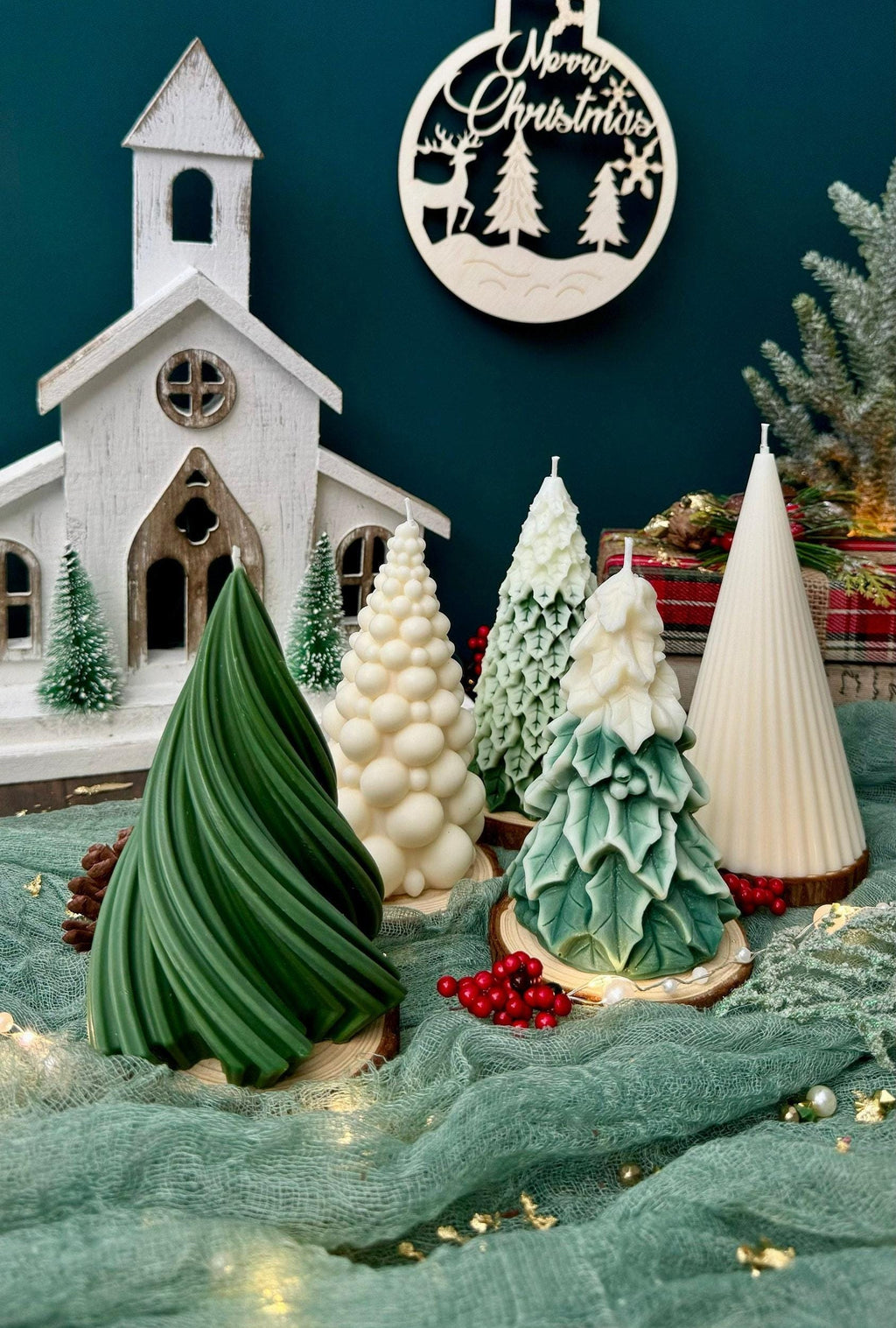 Christmas Tree Candle in Variety of Shapes: Holiday Scented Soy Candle / Xmas Decor