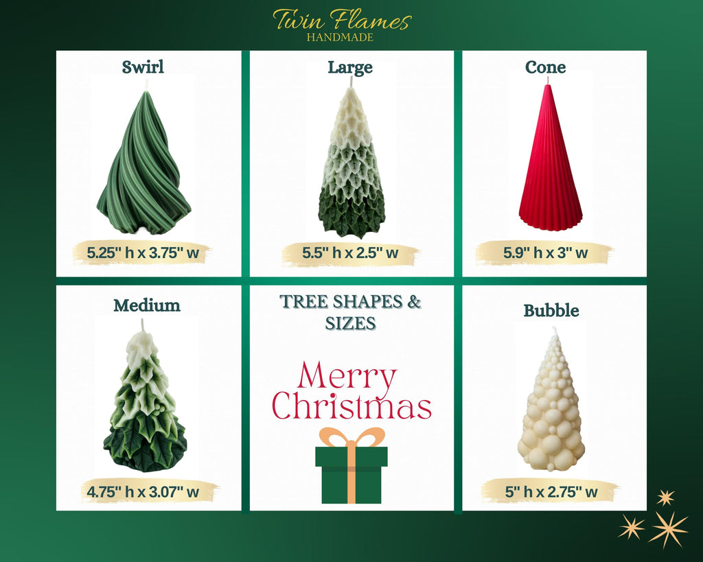Christmas Tree Candle in Variety of Shapes: Holiday Scented Soy Candle / Xmas Decor